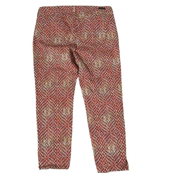 𝅺LIVERPOOL Jeans Pauline Red Beige Printed Zip Ankle Cropped Jeans 10 - Picture 4 of 8